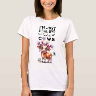 Ich bin nur ein Mädchen, das Kühe Liebe, rosa Herz T-Shirt
