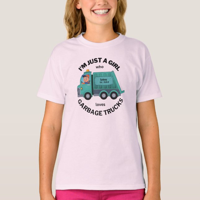 Ich bin nur ein Mädchen, das Müllfahrzeuge Lieben T-Shirt (Vorderseite)