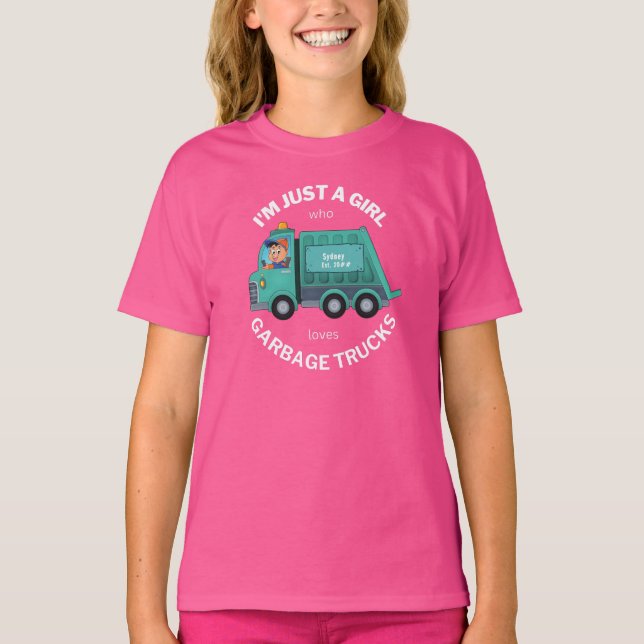 Ich bin nur ein Mädchen, das Müllfahrzeuge Lieben T-Shirt (Vorderseite)
