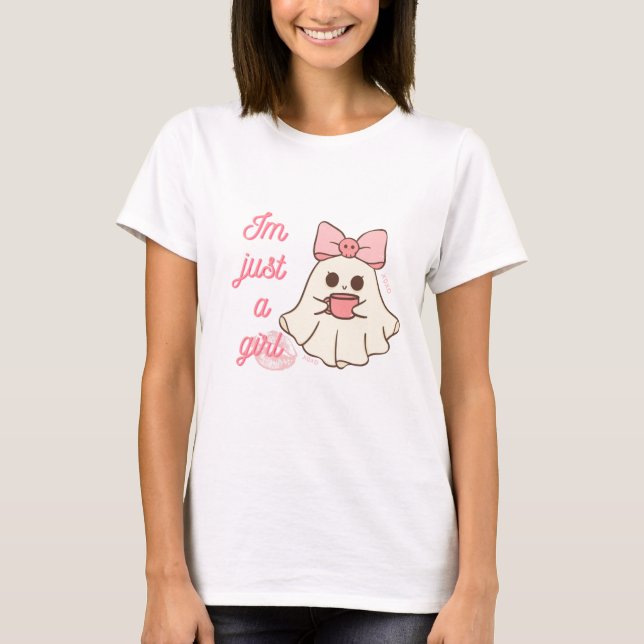 Ich bin nur ein Niedlicher Girl Ghost Halloween-T  T-Shirt (Vorderseite)