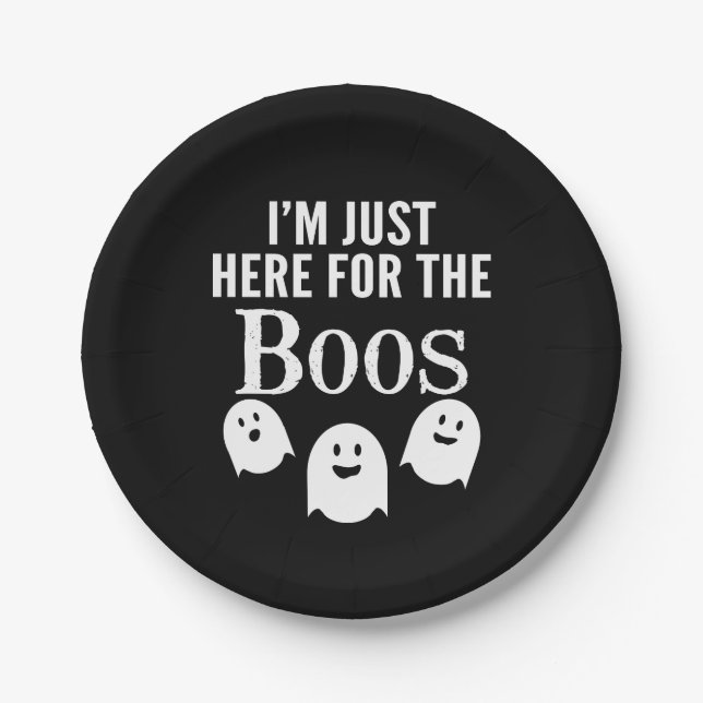 Ich bin nur hier für das Boos - lustiges Halloween Pappteller (Vorderseite)