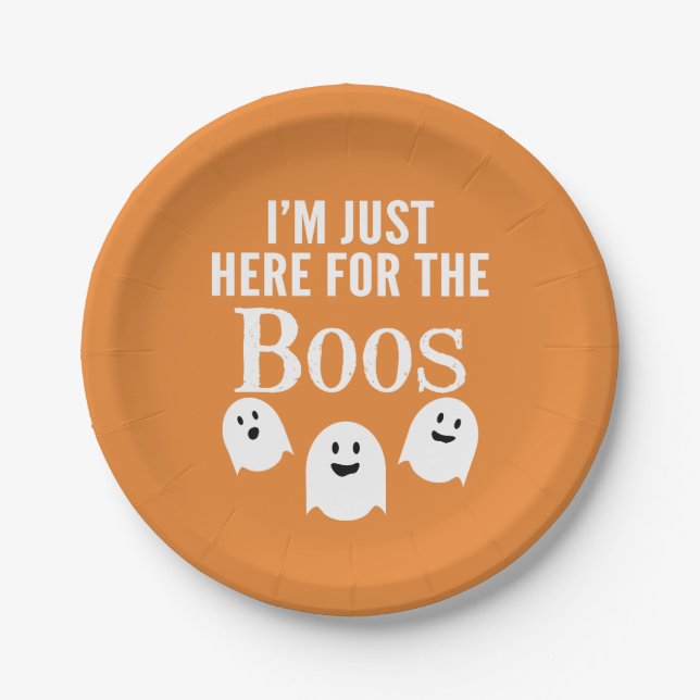 Ich bin nur hier für das Boos - lustiges Halloween Pappteller (Vorderseite)