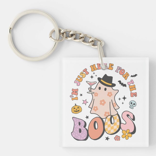 Ich bin nur hier für das Boos, Retro Groovy Hallow Schlüsselanhänger (Vorderseite)