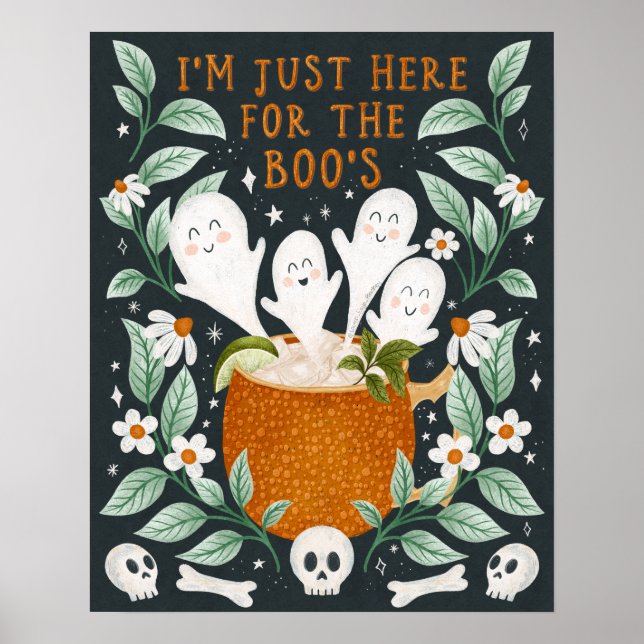 'Ich bin nur hier für das Booze' - Halloween Print Poster (Vorne)