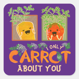 Ich bin nur über dich Carrot Karottenpuppe Quadratischer Aufkleber