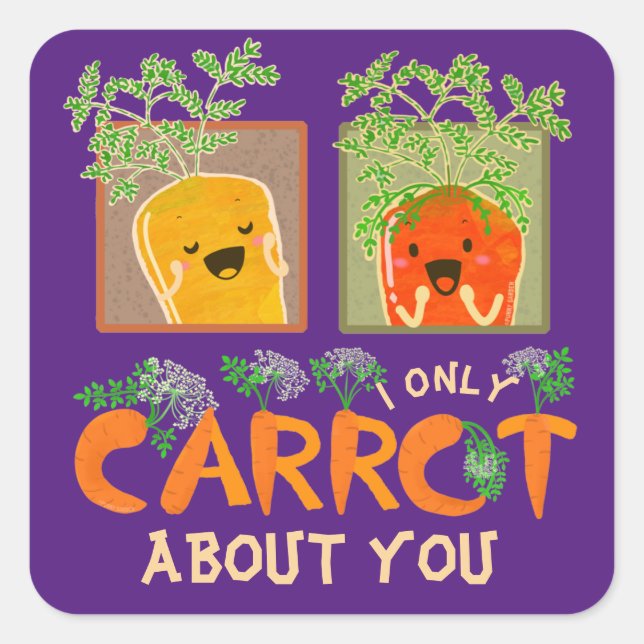 Ich bin nur über dich Carrot | Karottenpuppe Quadratischer Aufkleber (Vorderseite)
