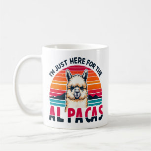 Ich bin nur wegen der Alpakas hier Lustige Alpakal Kaffeetasse