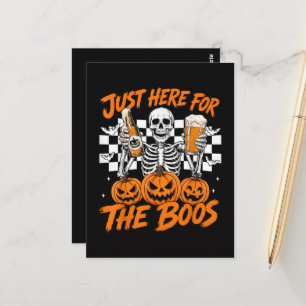 Ich bin nur wegen der Buh-Rufe hier Halloween-Skel Postkarte