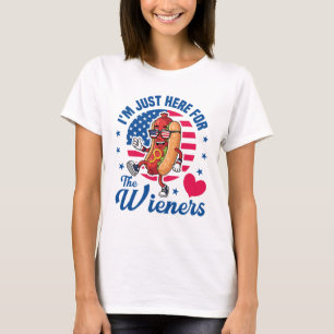 Ich bin nur wegen der Würstchen hier, Hot Dog USA T-Shirt