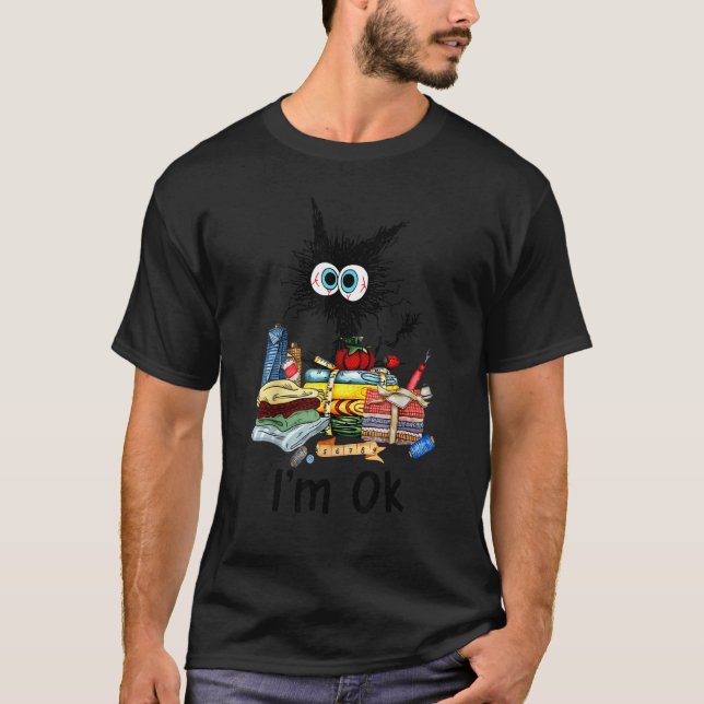 Ich bin ok Quiltkatze T-Shirt (Vorderseite)