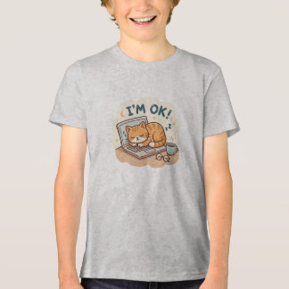 Ich bin OK Sleeping Cat Laptop Cartoon Tri-Blend Shirt