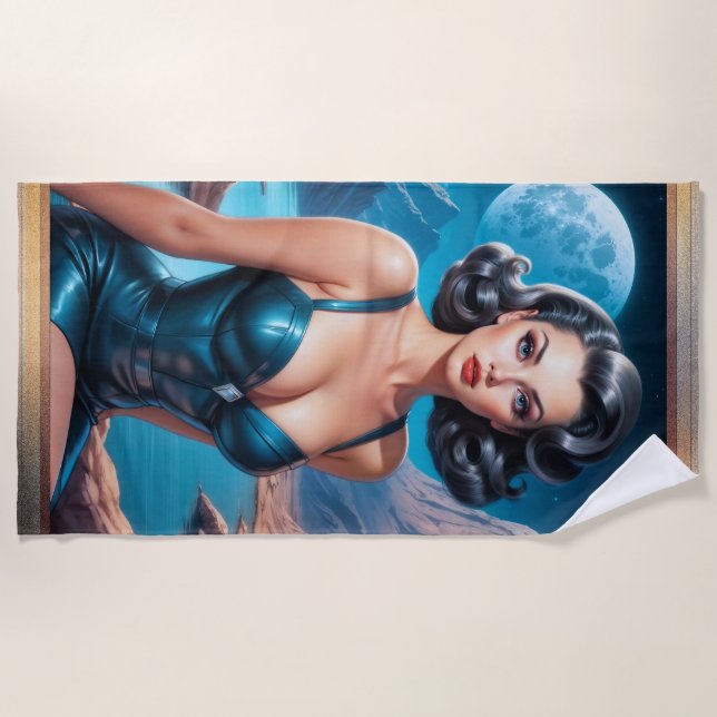 Ich bin On Vacation AI Concept Art von Xzendor7 Strandtuch (Vorderseite)
