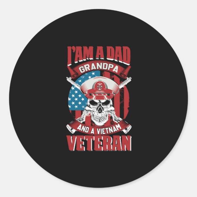 Ich bin Opa und Veteran Vietnam Runder Aufkleber (Vorderseite)