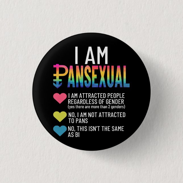 Ich bin Pansexual - LGBTQIA Pride Rainbow Hearts - Button (Vorderseite)