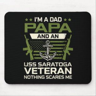 Ich bin Papa USS Saratoga CV-60 Veteran Flagge USA Mousepad