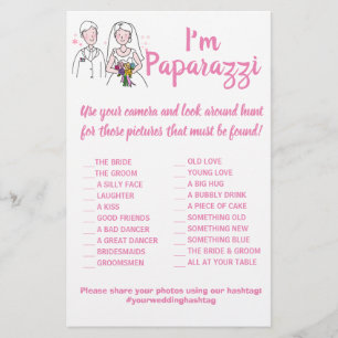 Ich bin paparazzi Game Card Rosa Liebe Hochzeitsfe Flyer