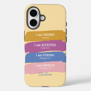 Ich bin Personalisierte Bibelverse iPhone 16 Hülle