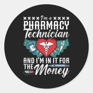 Ich bin Pharmacy Technician Medicine Tech Pharmaci Runder Aufkleber