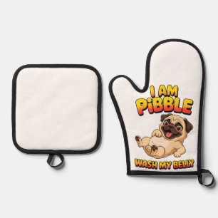 Ich bin Pibble, wasche meinen Bauch Ofenhandschuh & Topflappen-Set