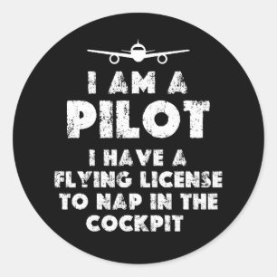 Ich bin Pilot Funny Runder Aufkleber