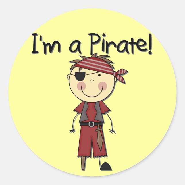 Ich bin Pirate - Junge Hemden und Geschenke Runder Aufkleber (Vorderseite)