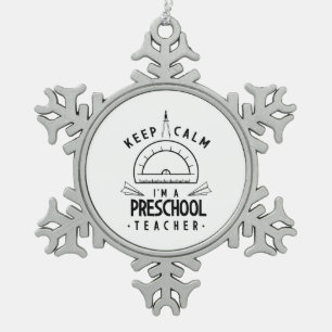 Ich bin Preschool-Lehrerin Schneeflocken Zinn-Ornament