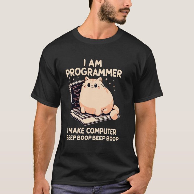 Ich bin Programmierer, ich mache Computerkatze Cod T-Shirt (Vorderseite)