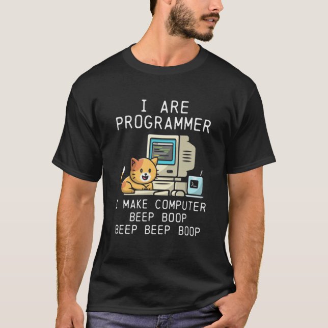Ich bin Programmierer Katze Ich mache Computer Pie T-Shirt (Vorderseite)