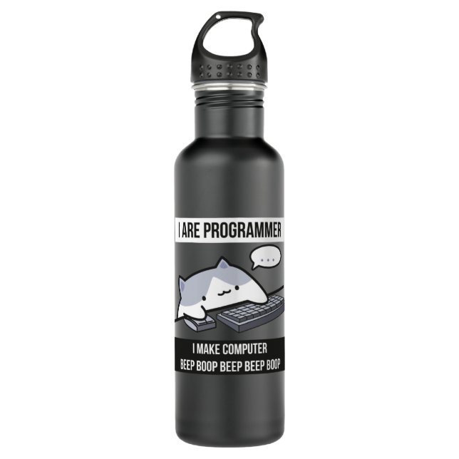 Ich bin Programmierer (Katzenprogrammierer) Edelstahlflasche (Vorderseite)