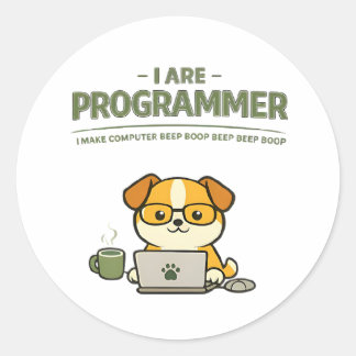Ich bin Programmierer Lustiger Klassischer Rund St Runder Aufkleber