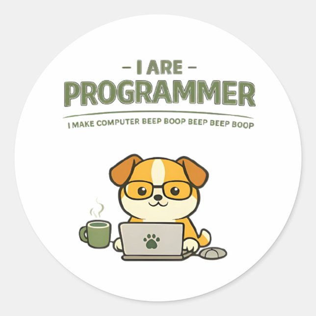 Ich bin Programmierer Lustiger Klassischer Rund St Runder Aufkleber (Vorderseite)