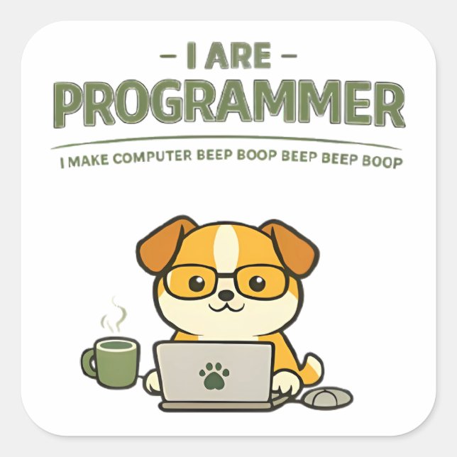 Ich bin Programmierer Lustiger Klassischer Runduma Quadratischer Aufkleber (Vorderseite)