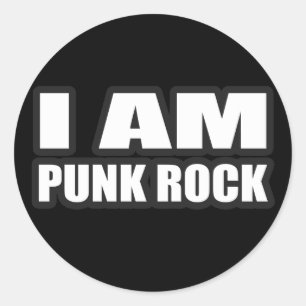 ICH BIN PUNKfelsen-Typmädchen-Punkmusik Runder Aufkleber