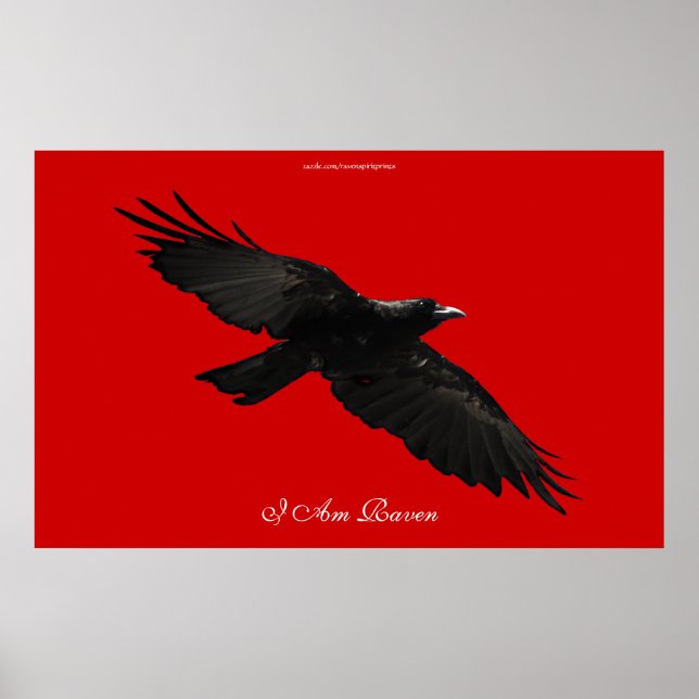 Ich BIN RAVEN III Flying Black Raven Art Poster (Vorne)