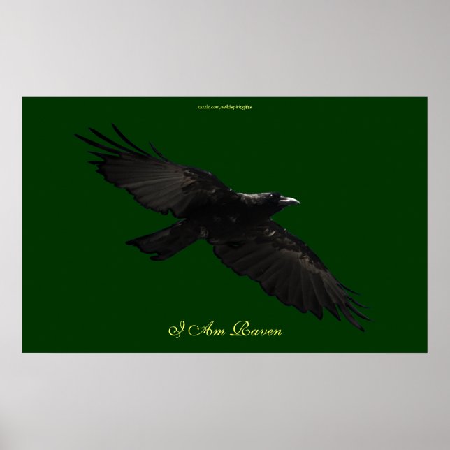 Ich BIN RAVEN III Flying Black Raven Art Poster (Vorne)
