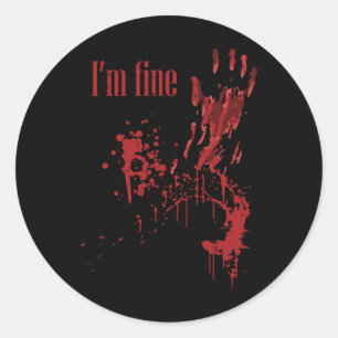 Ich bin schöne blutige Spaß Halloween Kostüme Männ Runder Aufkleber