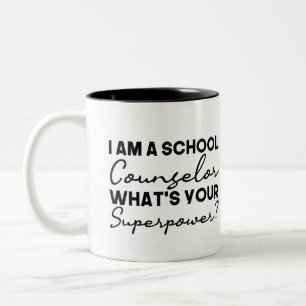 Ich bin Schulberater Was ist deine Supermacht? Zweifarbige Tasse