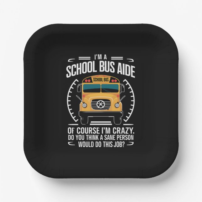 Ich bin Schulbusfahrerin, die zur Schule zurückfli Pappteller (Vorderseite)