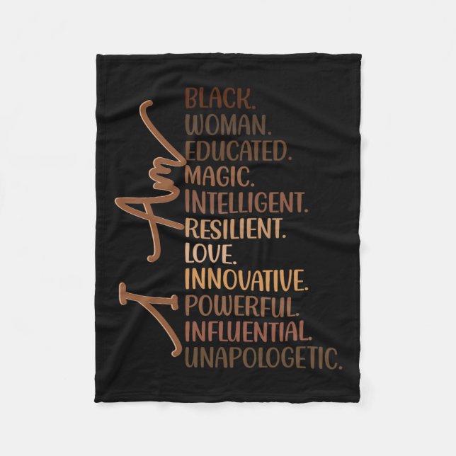 Ich bin schwarze Frau ausgebildet Melanin Black Hi Fleecedecke (Vorderseite)