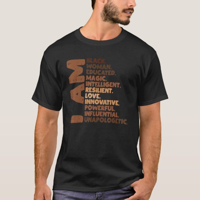 Ich bin schwarze Frau Melanin Africa Pride History T-Shirt (Vorderseite)
