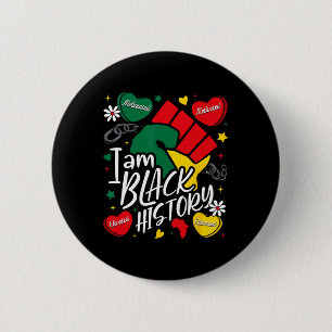 Ich bin Schwarze Geschichte Afrikanische Faust Swe Button
