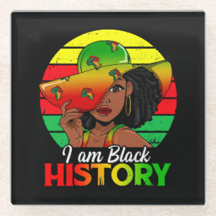 Ich bin schwarze Geschichte Afrikanisches Amerika Glasuntersetzer