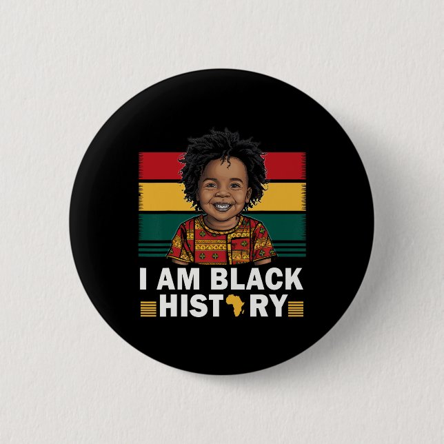 Ich bin schwarze Geschichte Afro Boy Little Melani Button (Vorderseite)