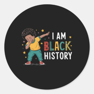 Ich bin Schwarze Geschichte Afro Kleiner Junge Dab Runder Aufkleber