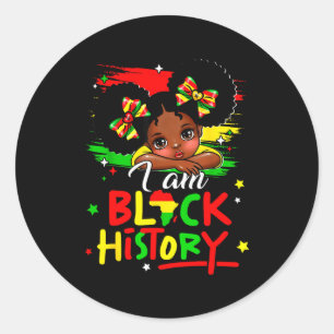 Ich bin schwarze Geschichte Afro-Mädchen Little Me Runder Aufkleber