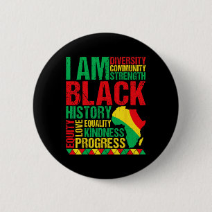 Ich bin Schwarze Geschichte Afroamerikanische Schw Button