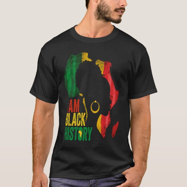 ICH BIN SCHWARZE GESCHICHTE Frauen Mädchen Schwarz T-Shirt (Vorderseite)