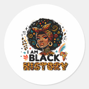 Ich bin schwarze Geschichte Mädchen Frauen Afrikan Runder Aufkleber