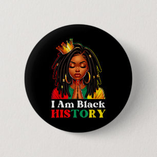 Ich bin schwarze Geschichte Monat Loc'd Girl Black Button