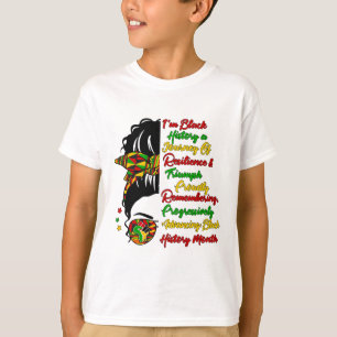 Ich bin Schwarze Geschichte Unordentlicher Dutt Sc T-Shirt